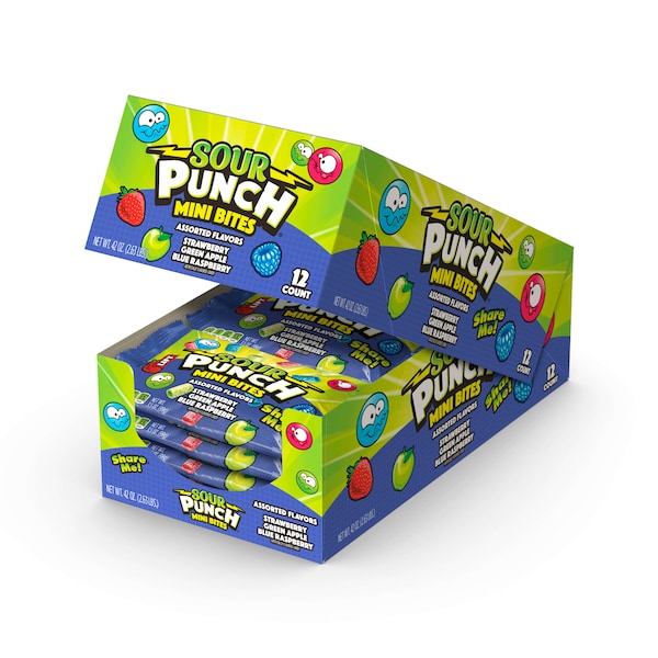 Sour Punch Mini Bites Share Me Assorted Flavors 3.5 Oz., PK144